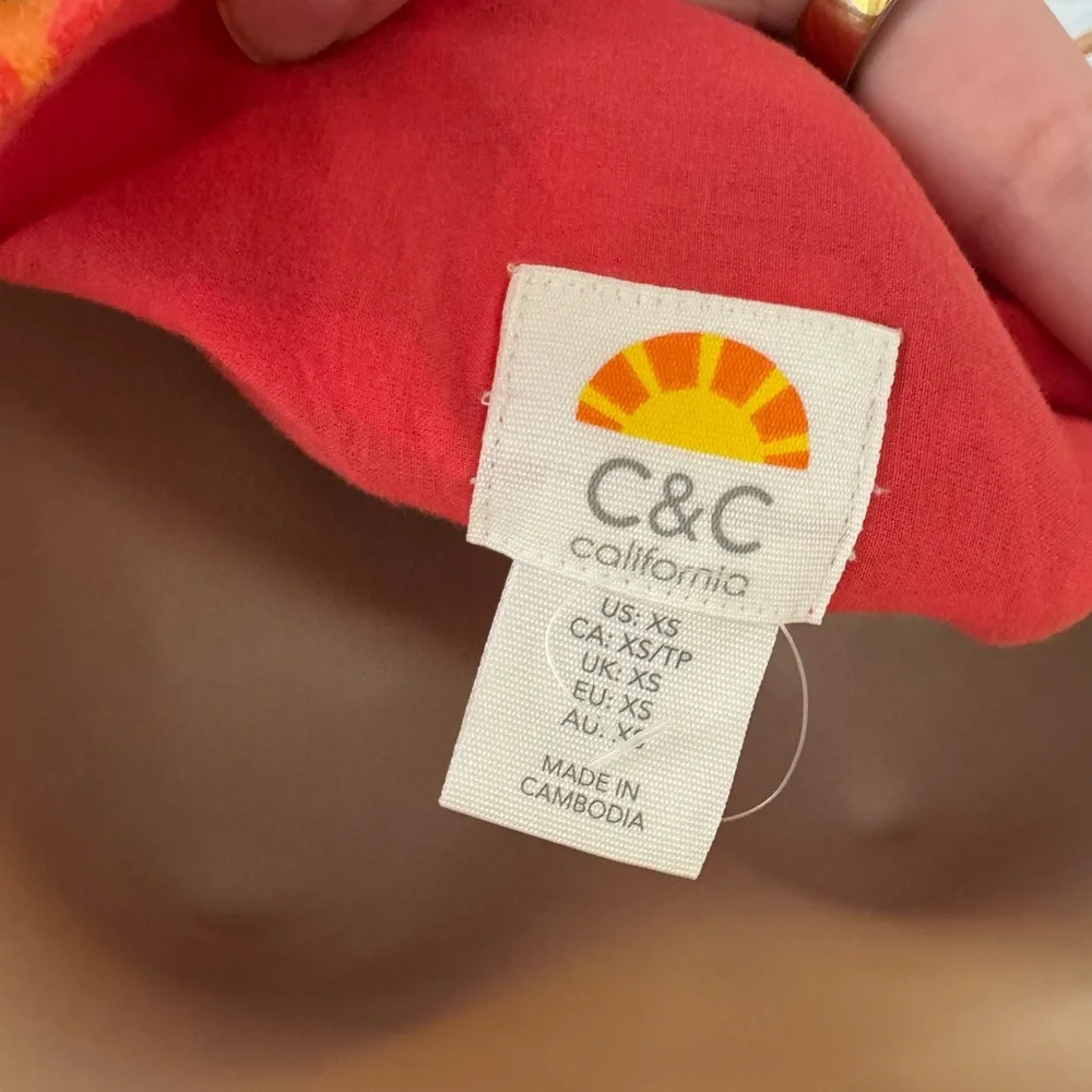 C&C California Vibrant Leaf Print linen Maxi Dress - Picture 5 of 6